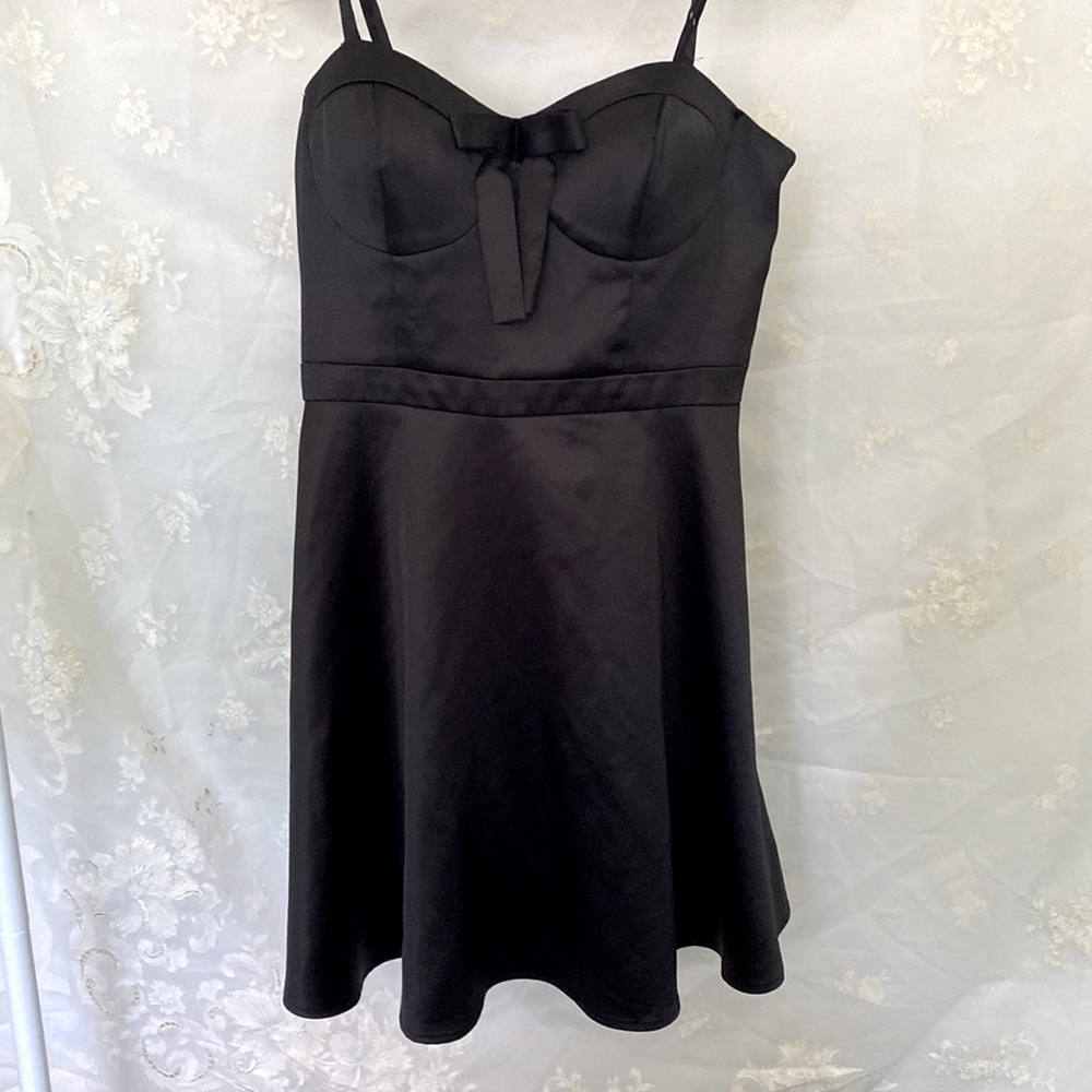 Black Satin Bow Dress
